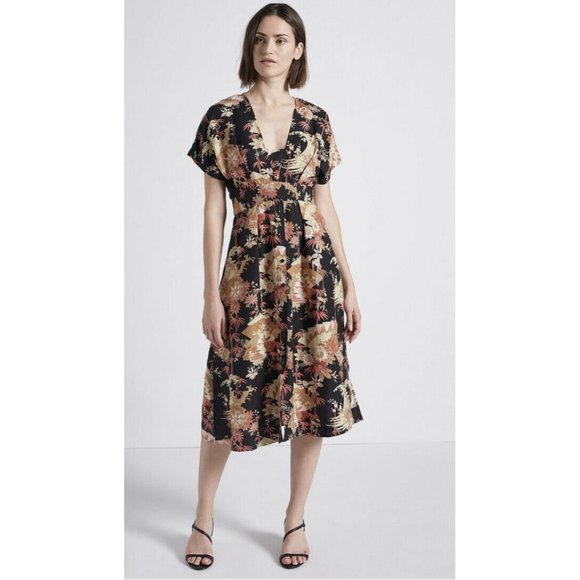 Current/Elliot The Retro Midi Dress Linen NEW - Picture 5 of 13